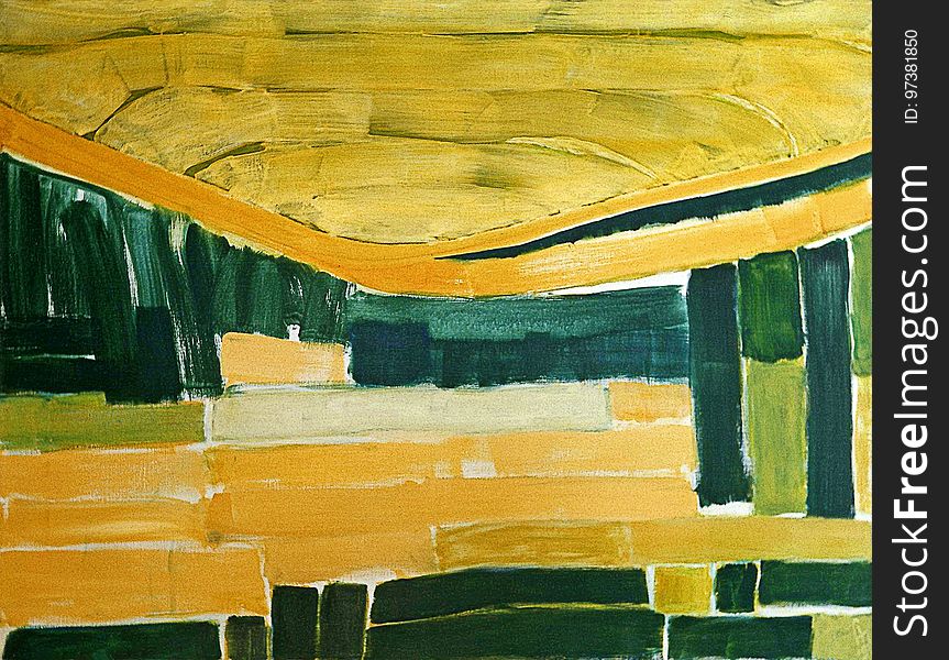 1990 - &x27;Abstract Landscape With Sunlight&x27;, Large Abstract Painting; Artist Fons Heijnsbroek, The Netherlands - A High Re