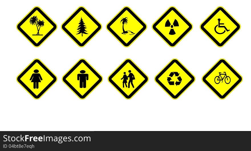 The various traffic signs.