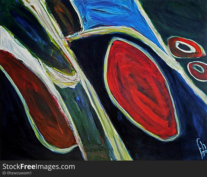 &#x27;Abstract composition with Oval Discs&#x27;, a large painting on canvas I painted in 1990. This is one of my early large abstract paintings I painted in acrylic paint. It was my purpose to experience the difference between creating an abstract composition or painting an abstract landscape-painting in which influences of the landscape still remained visible in the work, despite the abstraction! The original painting size is 125 x 145 cm; it is for sale. This digital image of my art I placed here in high resolution on Flickr, in the public domain. I edited it digitally with great care for the hues, colors and texture of the original work. A high resolution art image free download to print it well, in the public domain / Commons, CC-BY. So it is available to use it for making your own fine quality art-print for at home on the wall if you like. Please let me know in return when you do. Tell me if you like this specific work of mine. It gives me just a nice feeling to hear when one piece of my art is being enjoyed by other people. My mail is . kind regards, Contemporary Dutch painter-artist Fons Heijnsbroek, Amsterdam, The Netherlands. &#x27;Abstract composition with Oval Discs&#x27;, a large painting on canvas I painted in 1990. This is one of my early large abstract paintings I painted in acrylic paint. It was my purpose to experience the difference between creating an abstract composition or painting an abstract landscape-painting in which influences of the landscape still remained visible in the work, despite the abstraction! The original painting size is 125 x 145 cm; it is for sale. This digital image of my art I placed here in high resolution on Flickr, in the public domain. I edited it digitally with great care for the hues, colors and texture of the original work. A high resolution art image free download to print it well, in the public domain / Commons, CC-BY. So it is available to use it for making your own fine quality art-print for at home on the wall if you like. Please let me know in return when you do. Tell me if you like this specific work of mine. It gives me just a nice feeling to hear when one piece of my art is being enjoyed by other people. My mail is . kind regards, Contemporary Dutch painter-artist Fons Heijnsbroek, Amsterdam, The Netherlands.