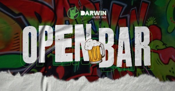 Banner Open Bar de Cervejas e Drinks | 26/12 - 19h às 21h | Darwin Skate Bar