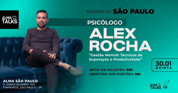 Banner Alex Rocha - Palestra em São Paulo - "Gestão Mental: Técnicas de Superação e Produtividade"