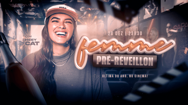 Banner Femme: Pré-Réveillon com HeeyCat | Festa lésbica no Cinema | Estação NET Rio