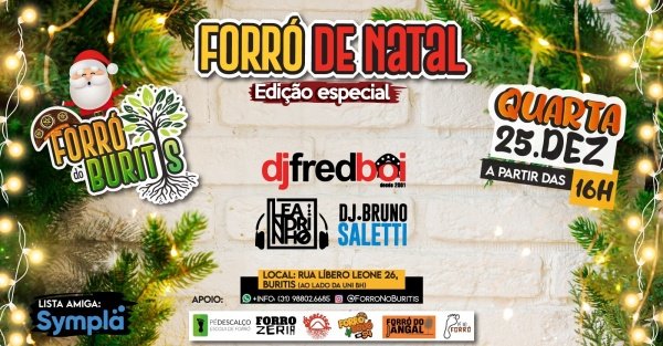 Banner FORRÓ DE NATAL NO BURITIS QUARTA FEIRA 25 DE DEZEMBRO 16H