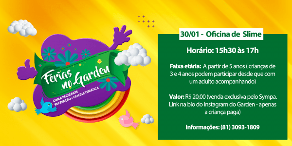 Banner 30/01 (quinta) - Oficina de Slime + brincadeiras com a Recrearte