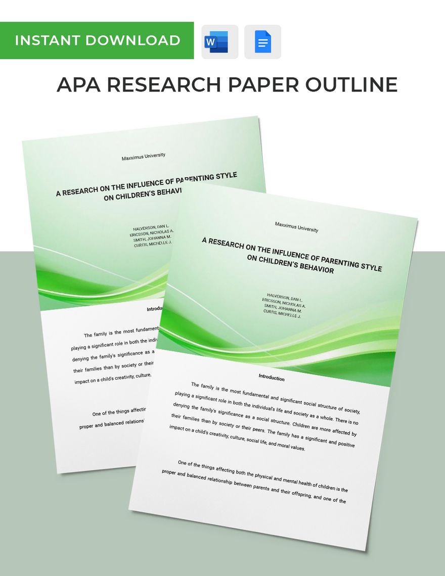 APA Research Paper Outline