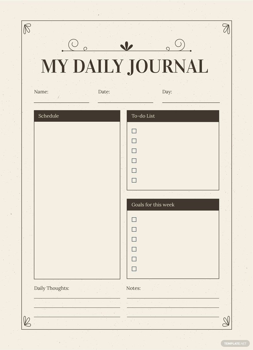 Vintage Journal Template in Word, Illustrator, PSD, Apple Pages, Publisher, InDesign