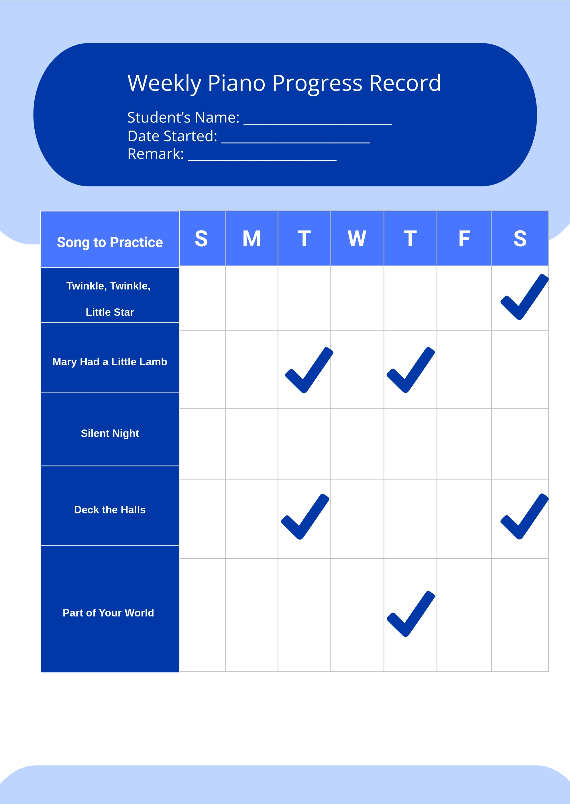 Piano Keyboard Practice Chart