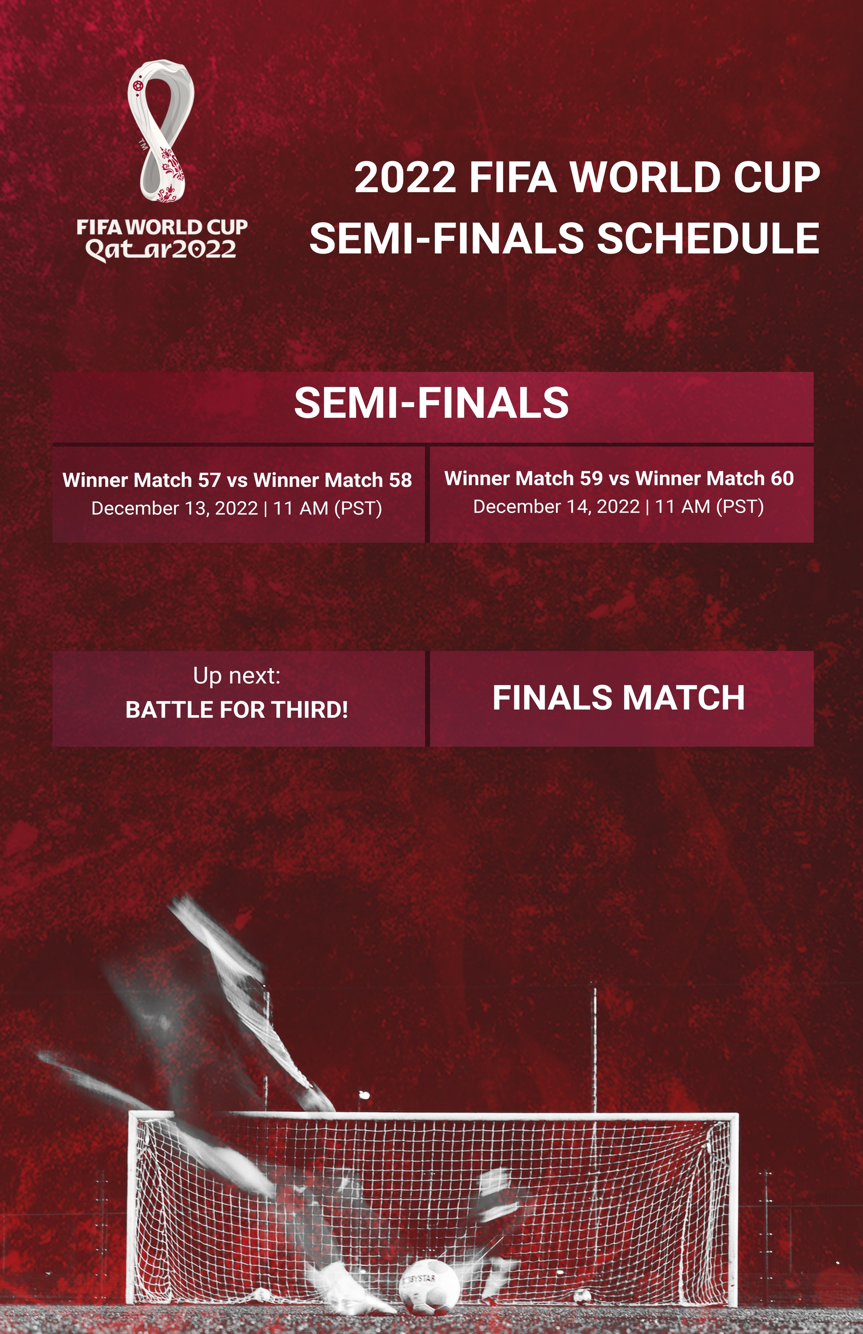 FIFA World Cup 2022 Semi-Finals Schedule Poster