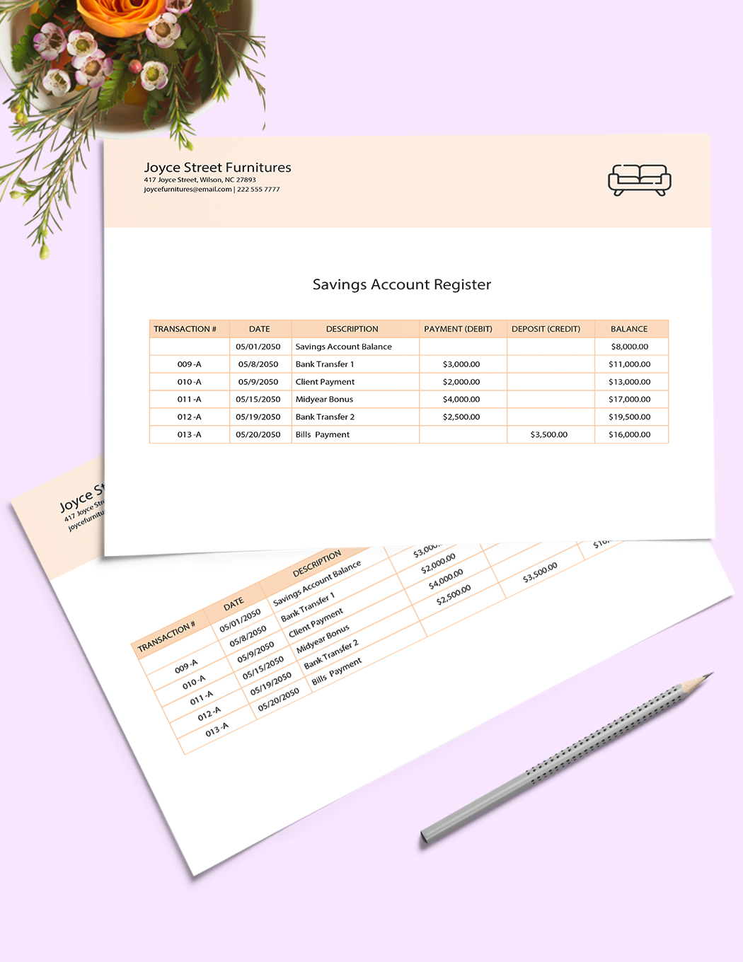 Savings Register Template in Word, Google Docs - Download | Template.net