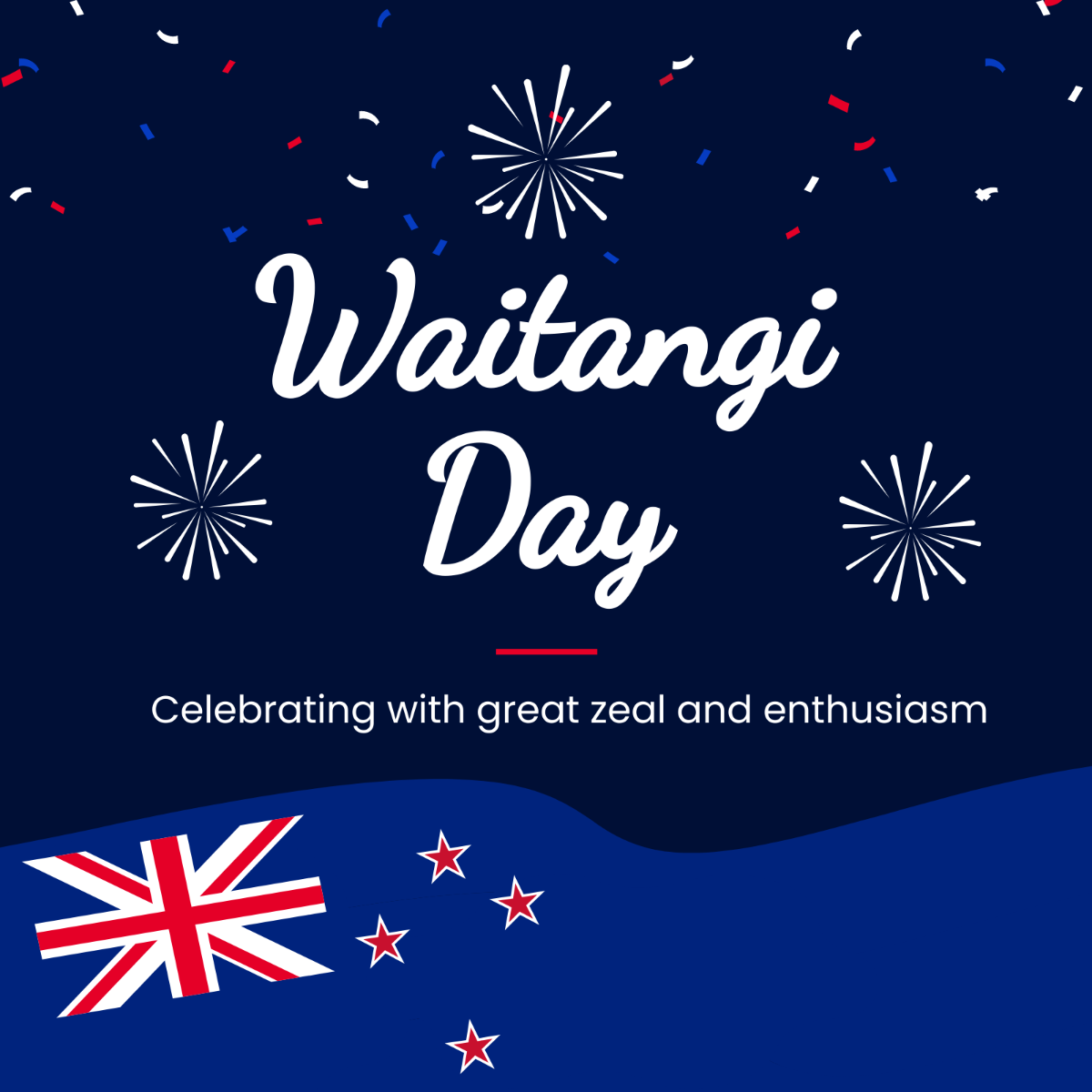 Waitangi Day Whatsapp Post Template - Edit Online & Download