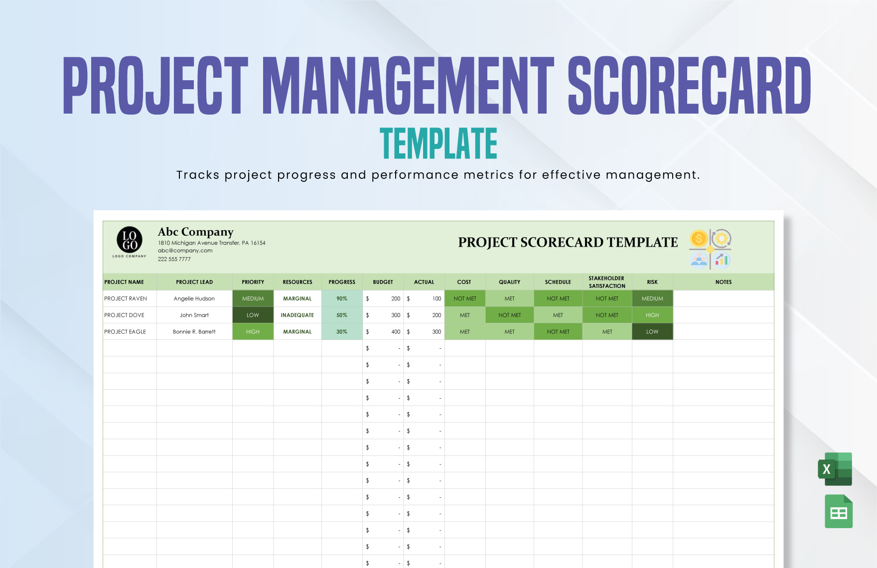 FREE Scorecard in Excel Templates - Download in Excel, Google Sheets