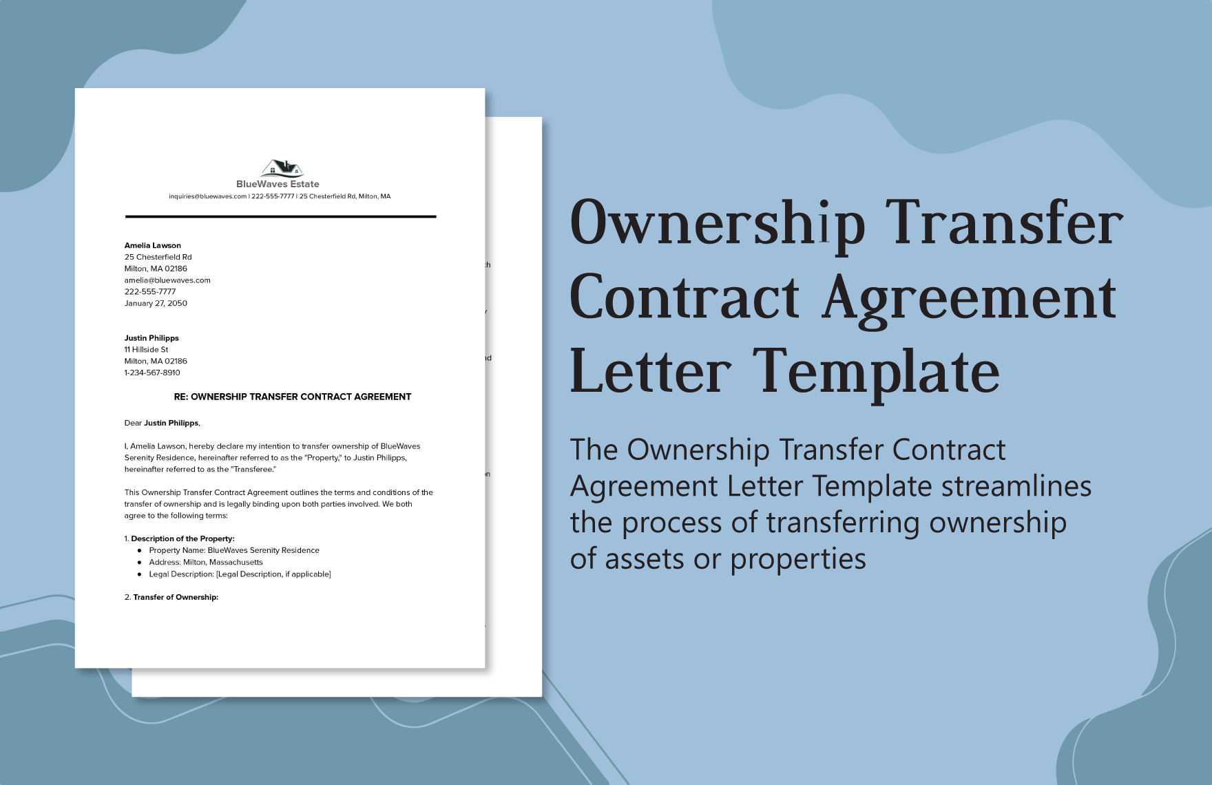 Ownership Transfer Contract Agreement Letter Template in Word, PDF, Google Docs - Download | Template.net