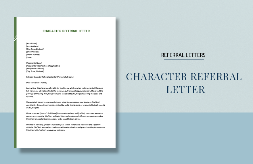 Character Referral Letter