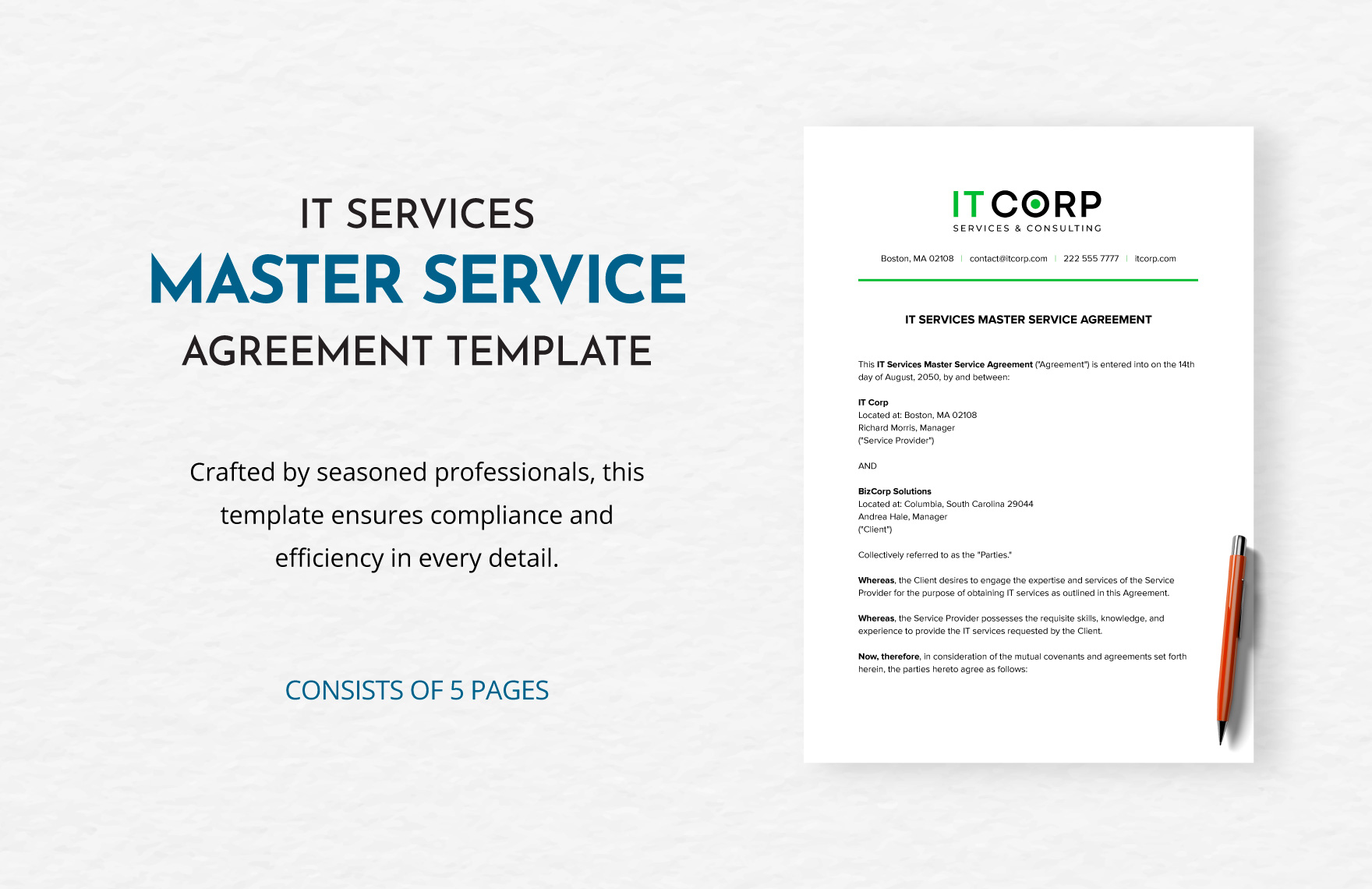 IT Services Master Service Agreement Template