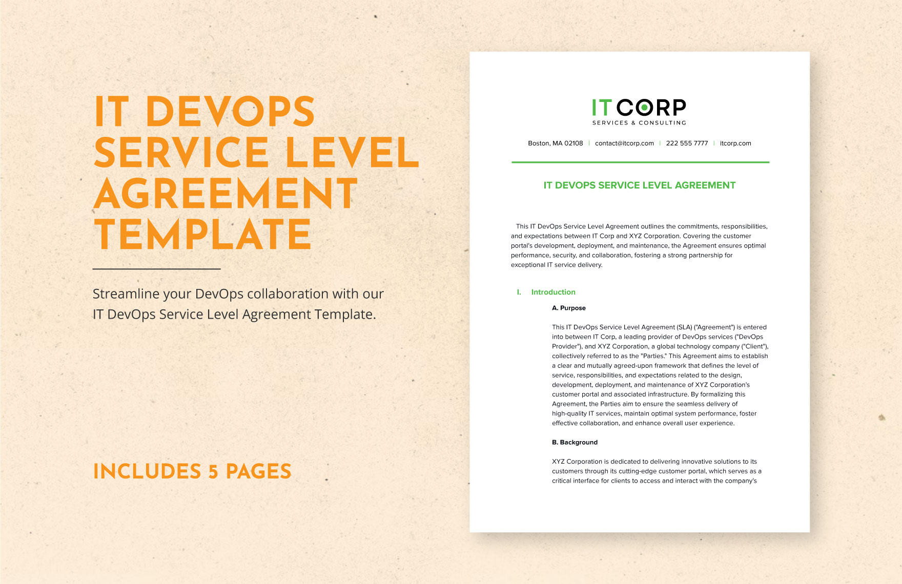 IT DevOps Service Level Agreement Template