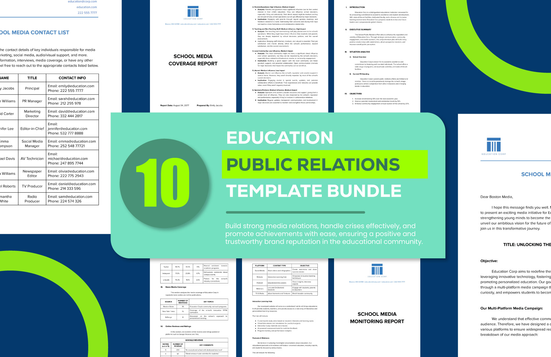 10 Education Public Relations Template Bundle