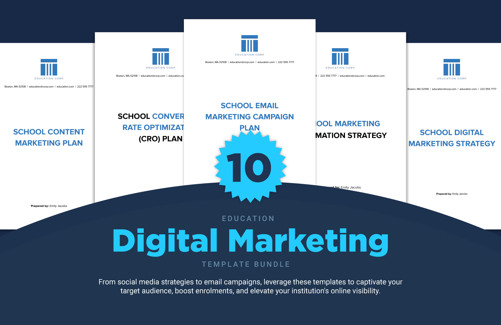 10 Education Digital Marketing Template Bundle