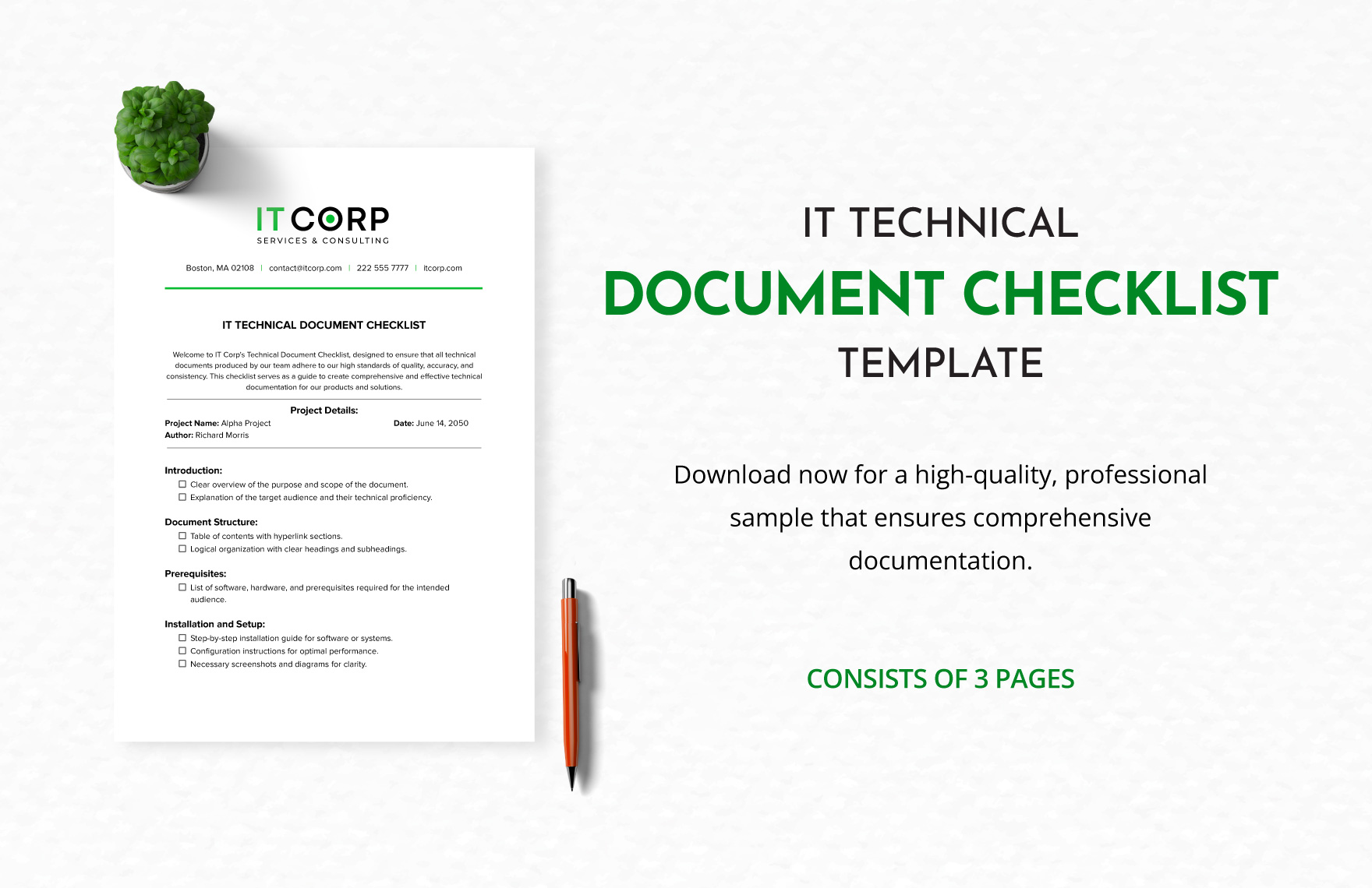 IT Technical Document Checklist Template