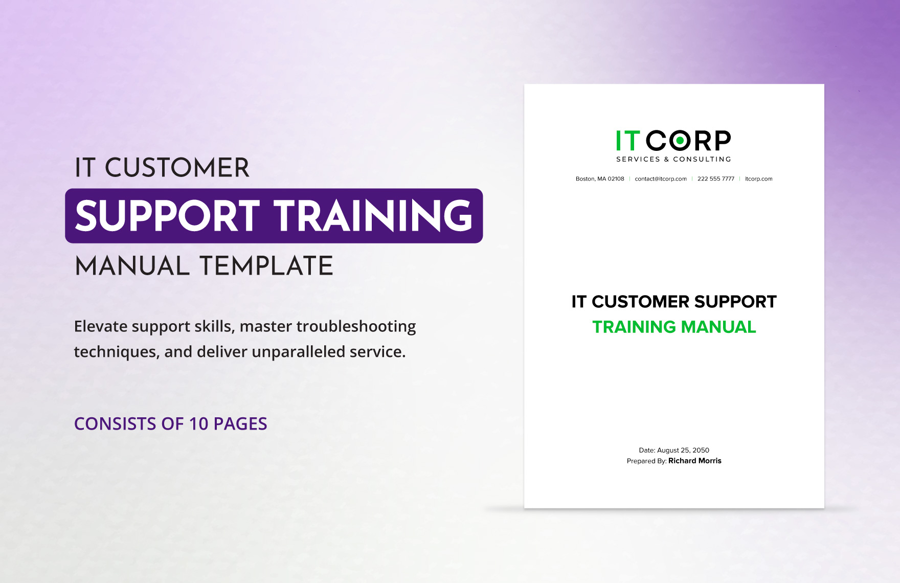 IT Customer Support Training Manual Template