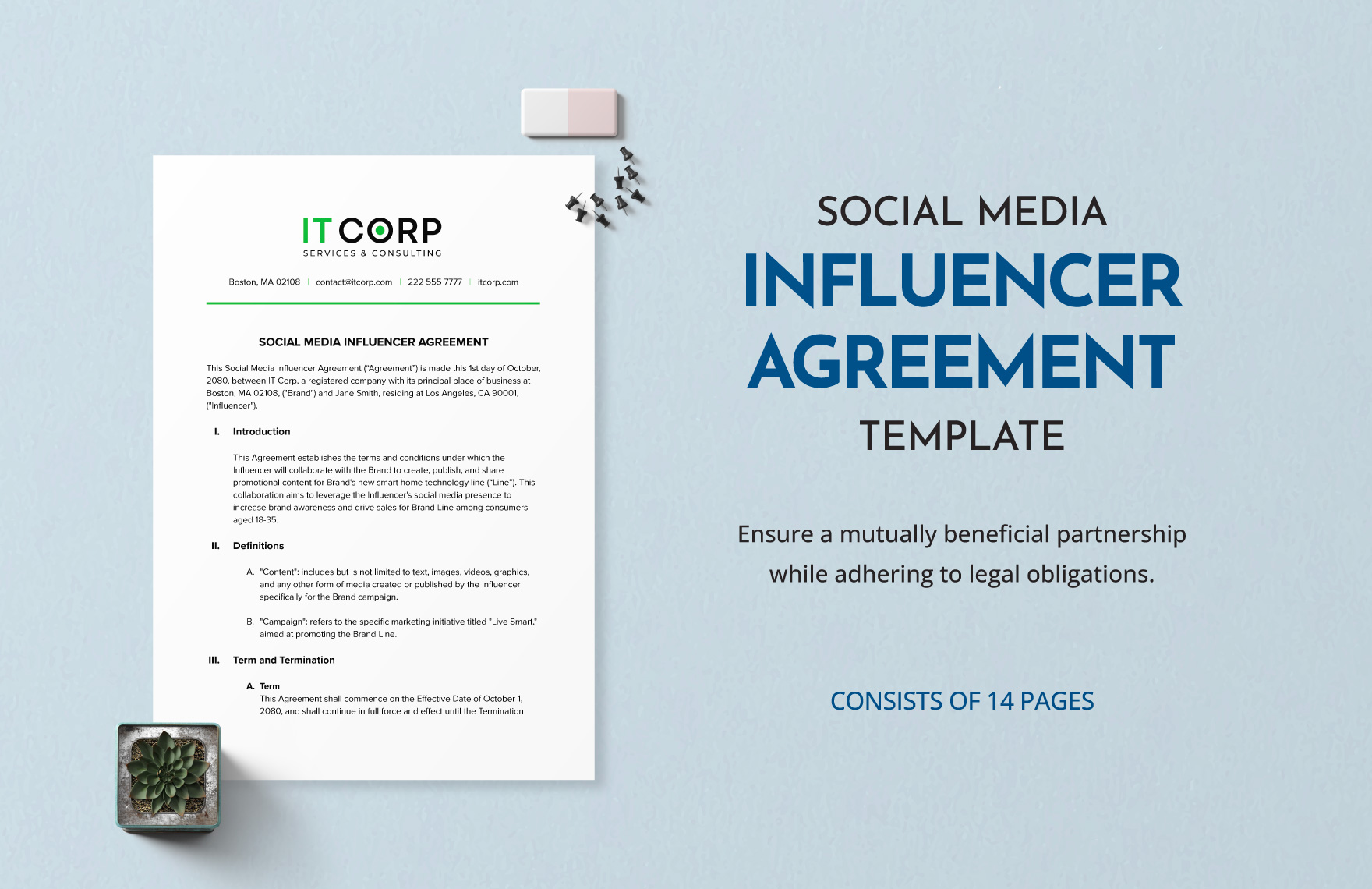 Social Media Influencer Agreement Template