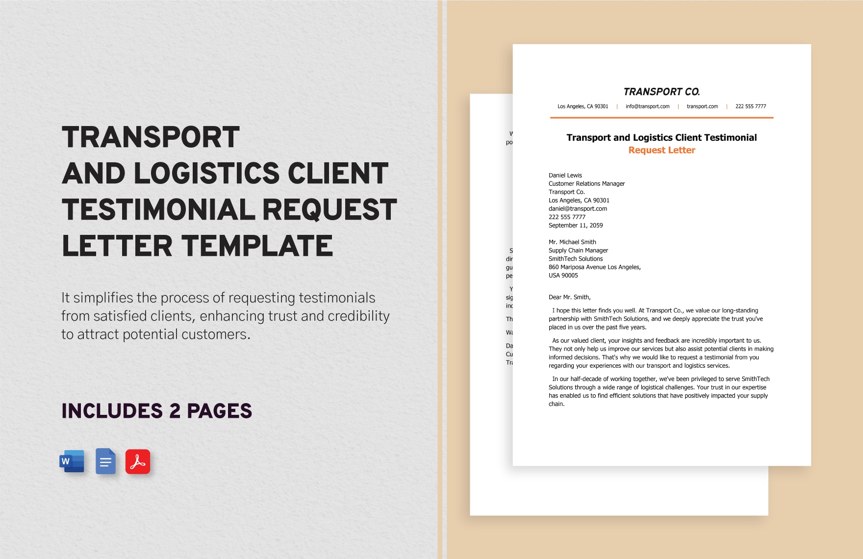 Transport and Logistics Client Testimonial Request Letter Template