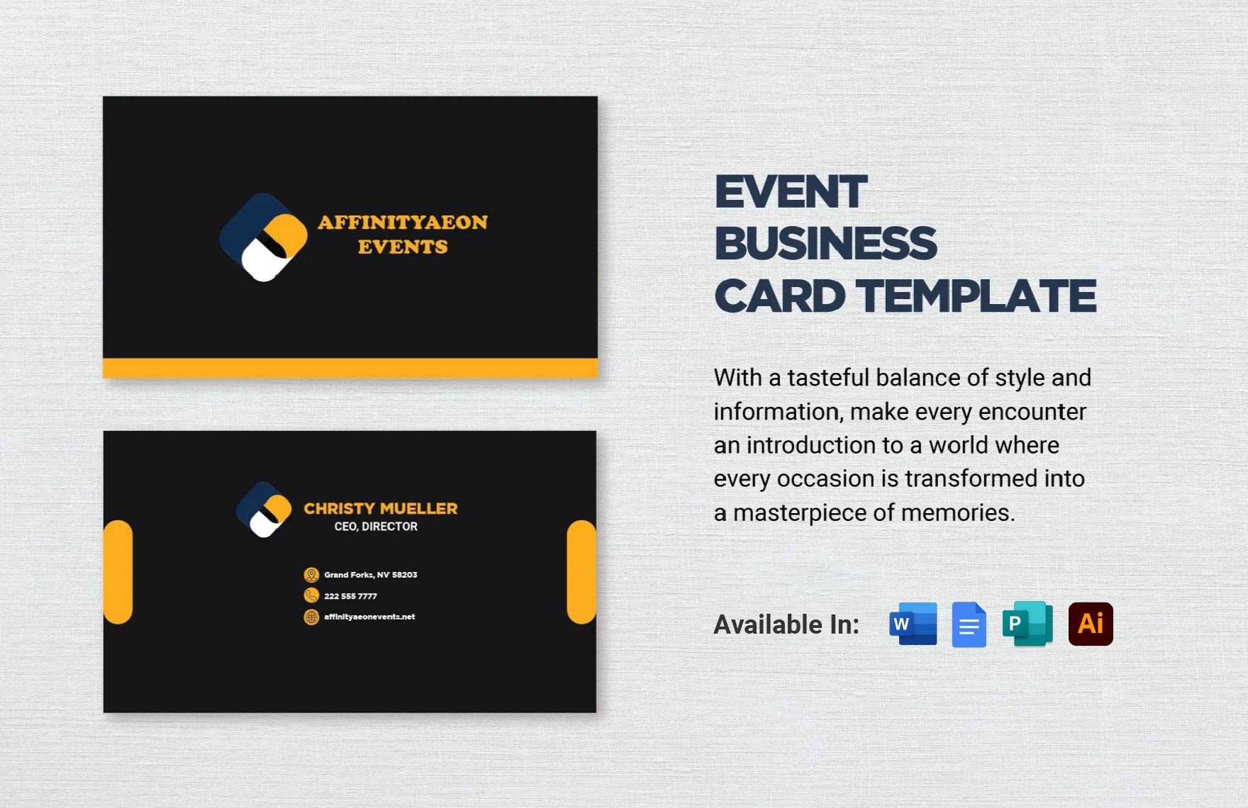 Event Business Card Template in Word, Illustrator, Publisher, Google Docs, PDF - Download | Template.net