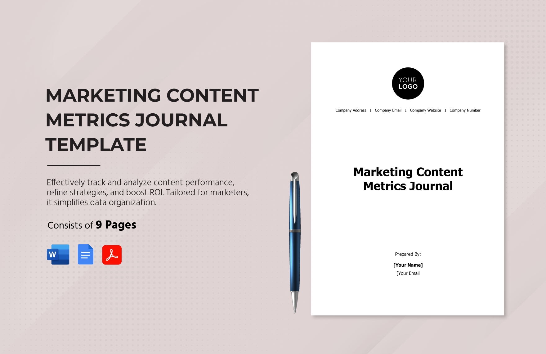 Marketing Content Metrics Journal Template