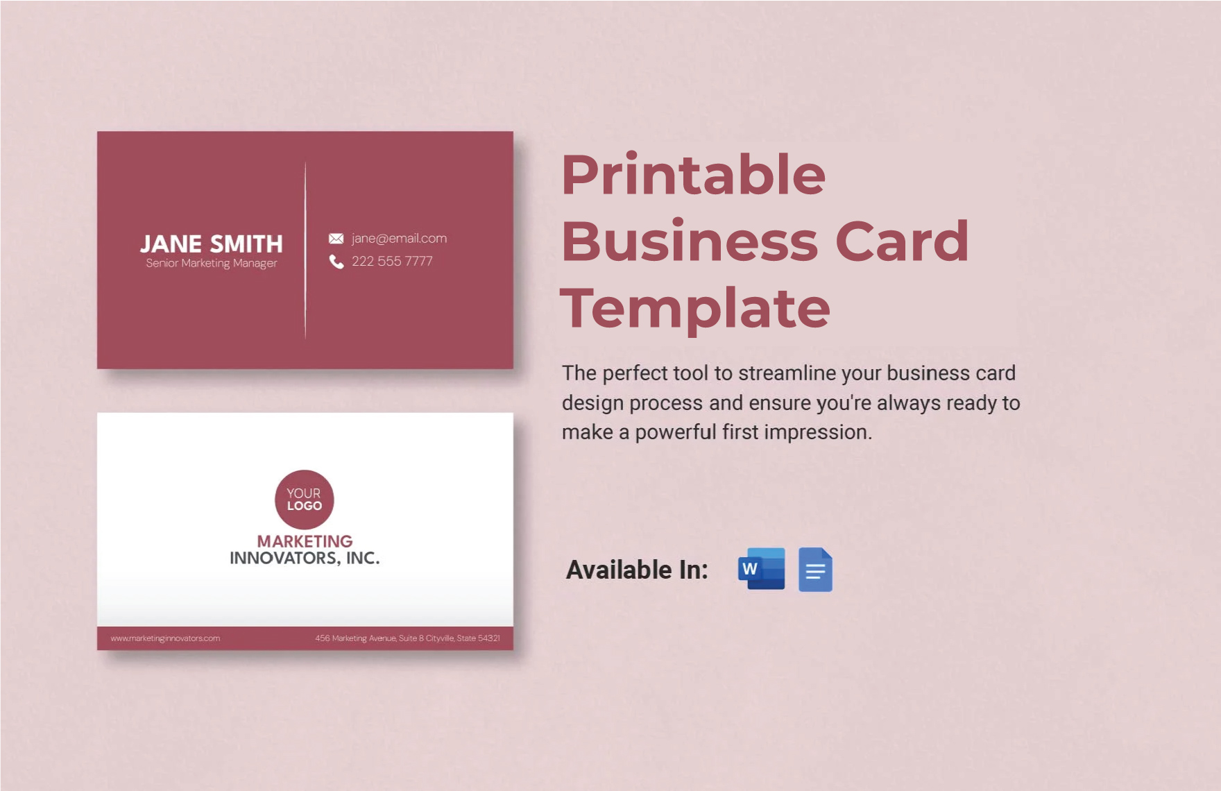 Printable Business Card Template in Word, Google Docs, PDF - Download | Template.net