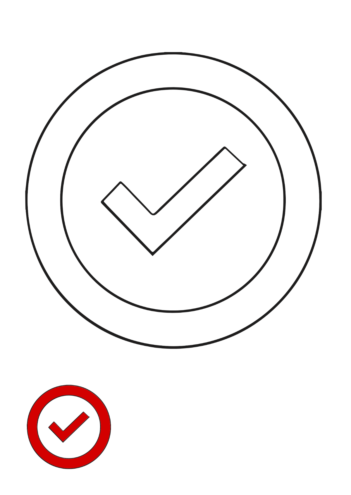 Free Circle Check Mark Coloring Page Template