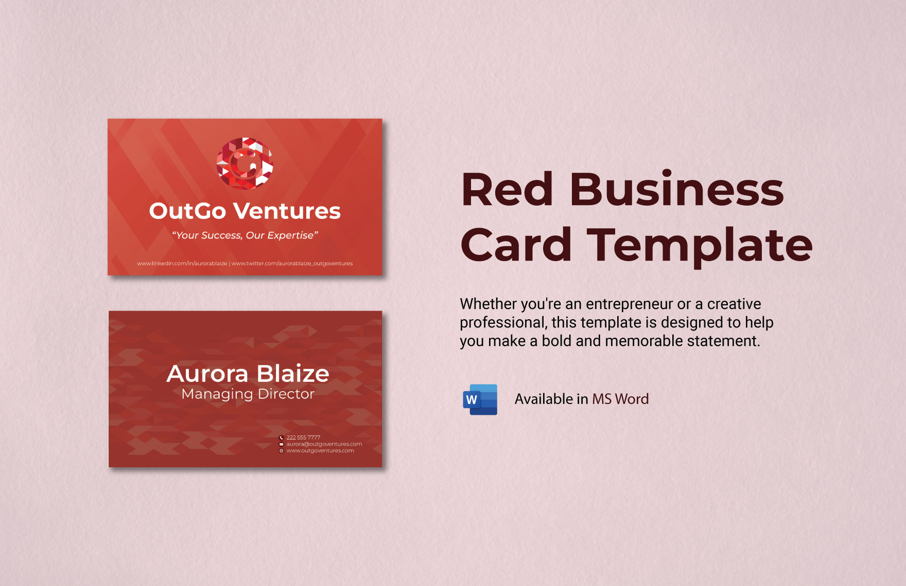 Red Business Card Template in Word, PDF - Download | Template.net