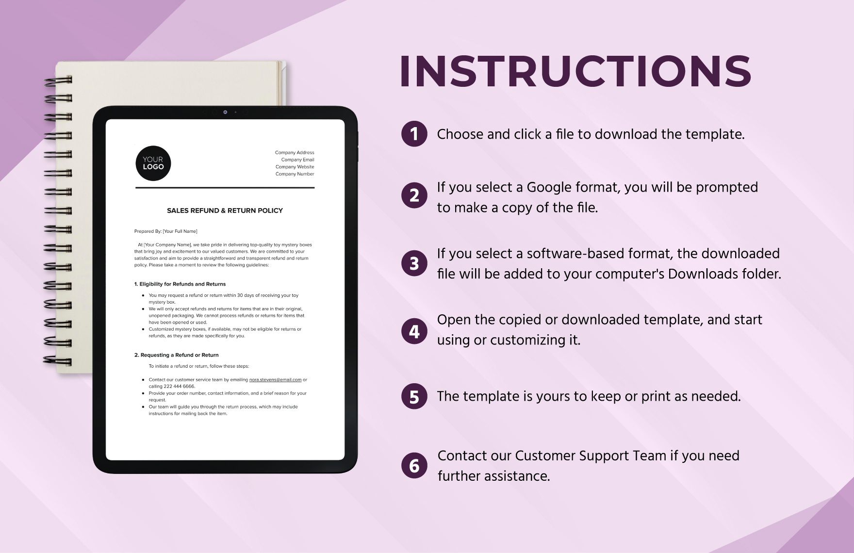 Sales Refund & Return Policy Template