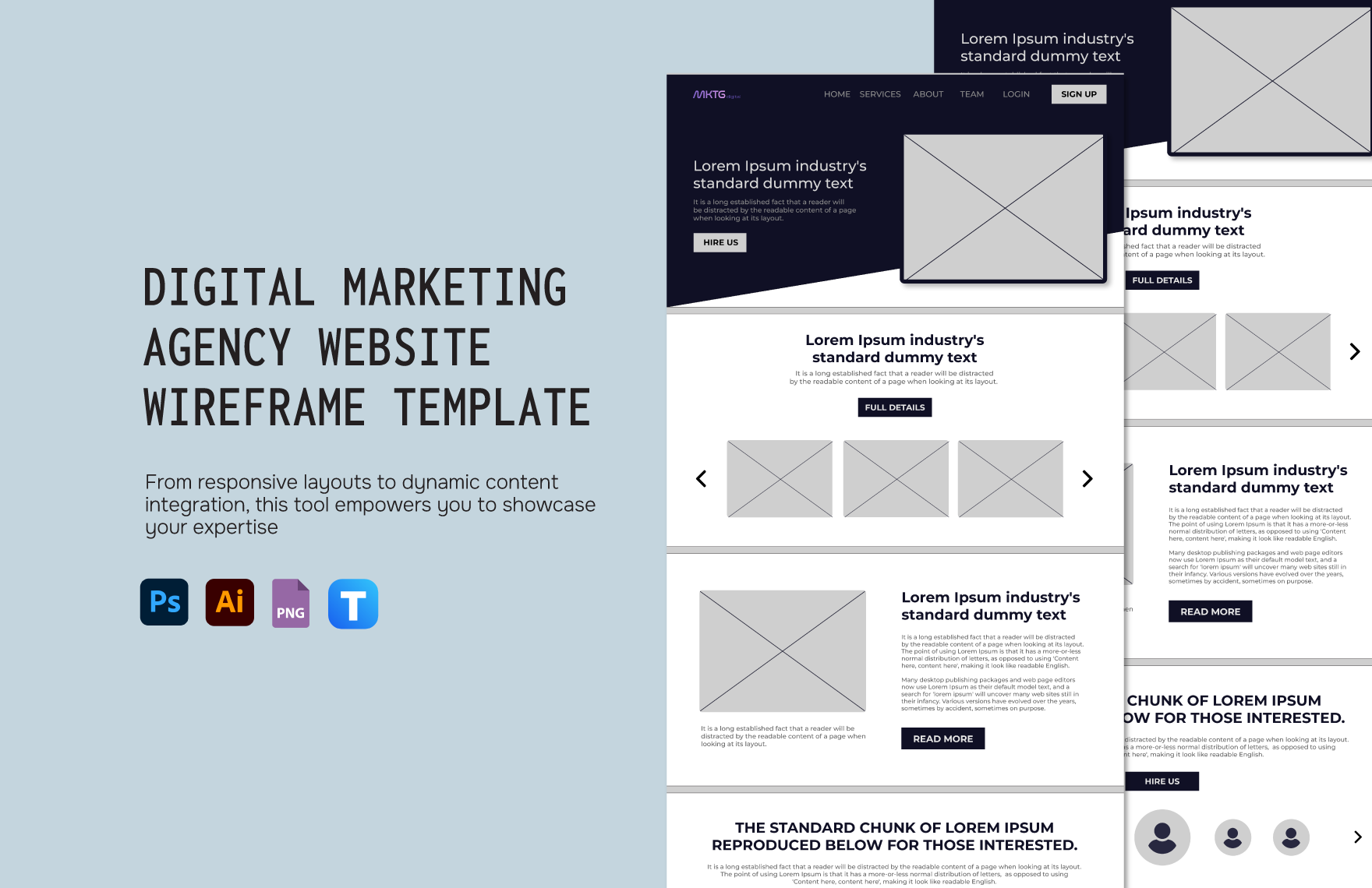 Digital Marketing Agency Website Wireframe Template