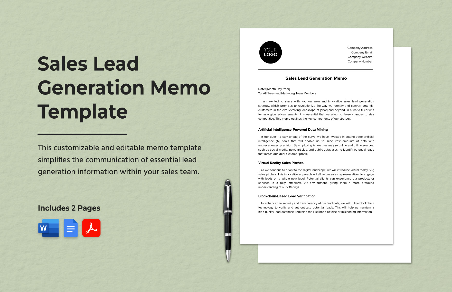 Sales Lead Generation Memo Template