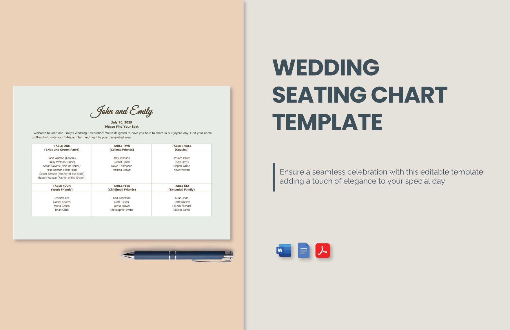 Wedding Seating Chart Template