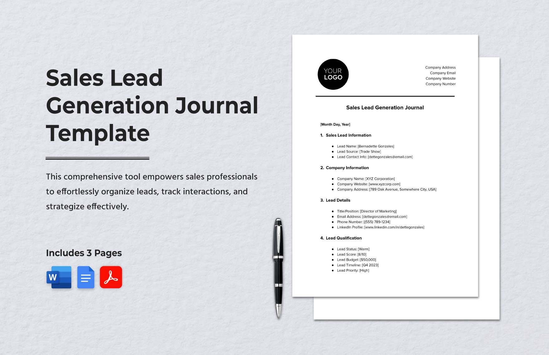 Sales Lead Generation Journal Template