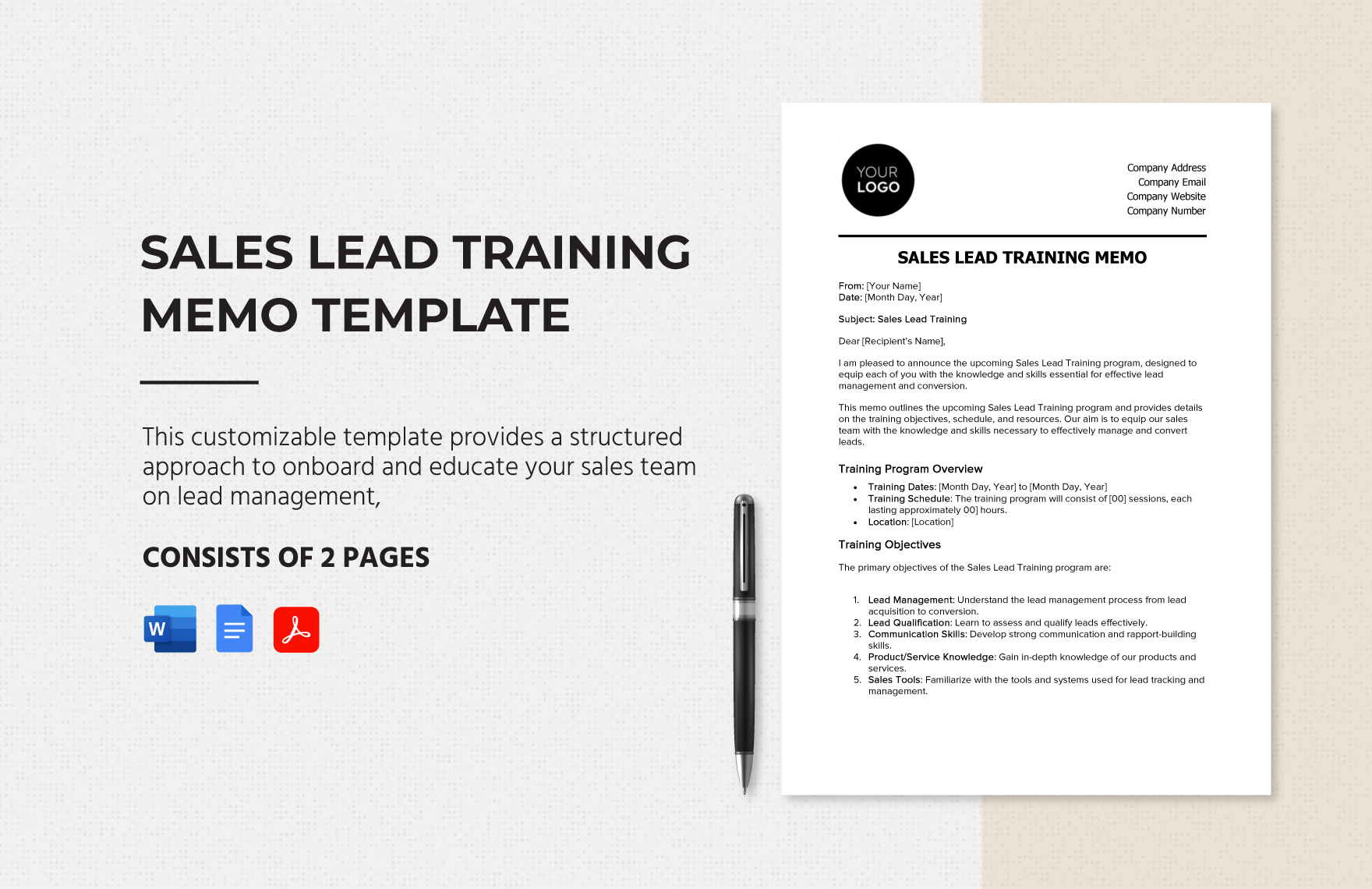 Sales Lead Training Memo Template