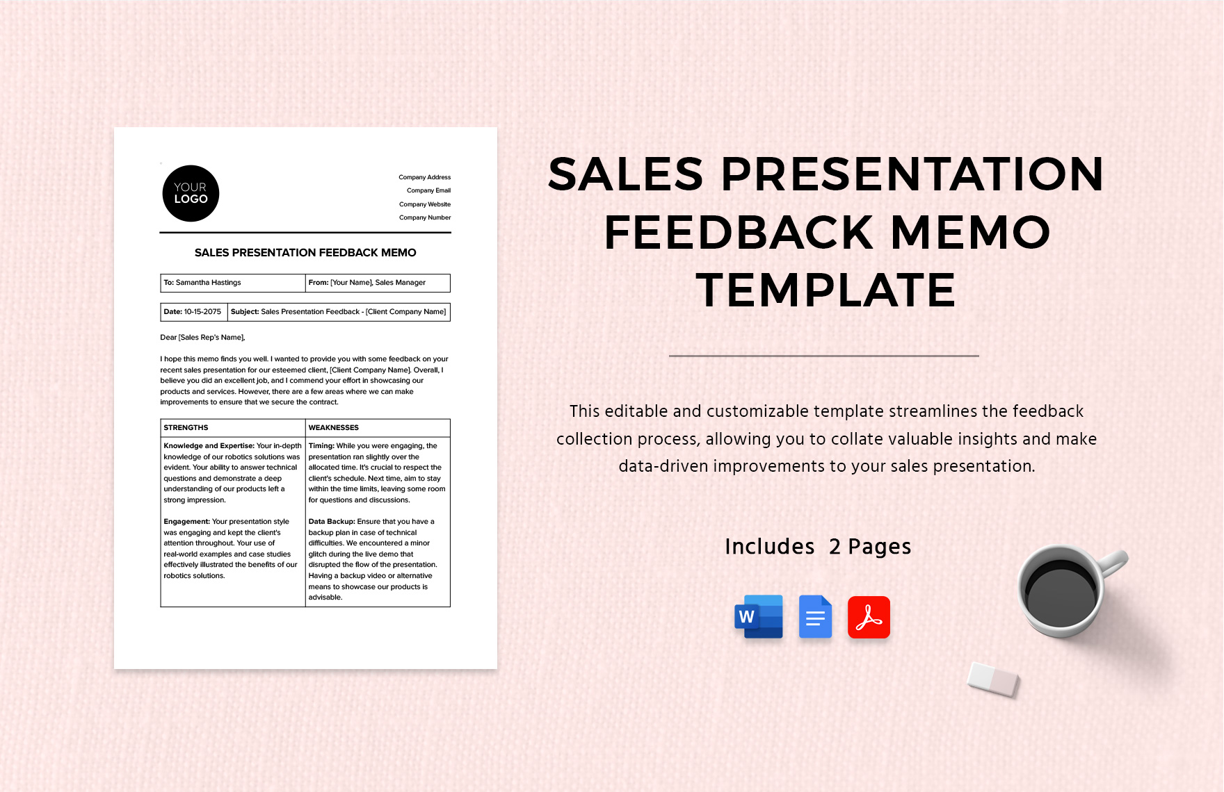 Sales Presentation Feedback Memo Template