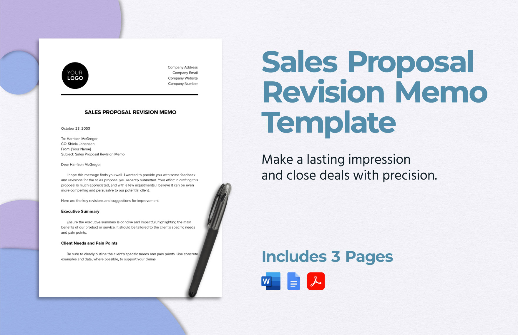 Sales Proposal Revision Memo Template