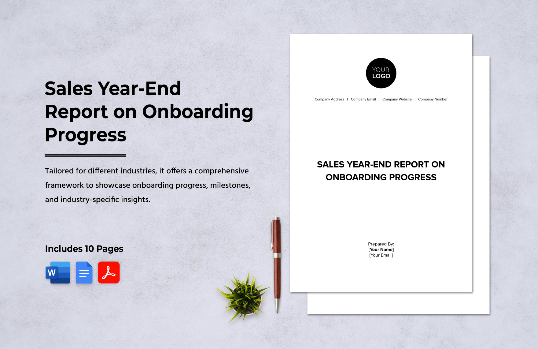 Sales Year-End Report on Onboarding Progress Template