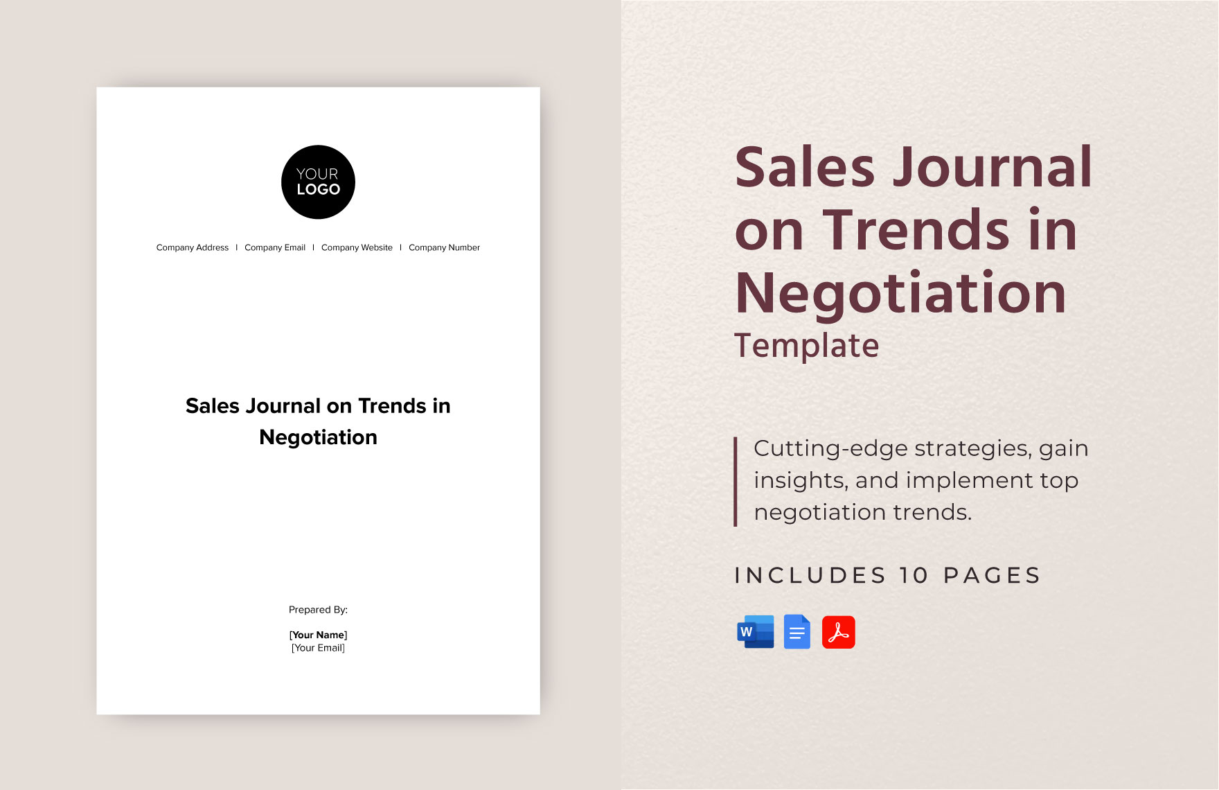 Sales Journal on Trends in Negotiation Template