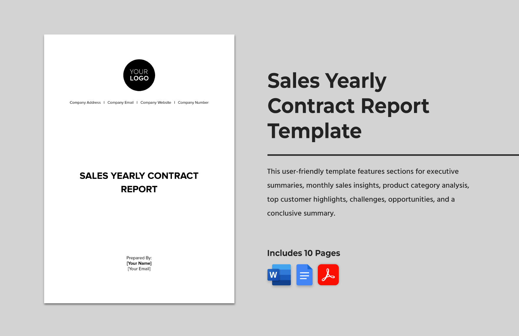 Sales Yearly Contract Report Template