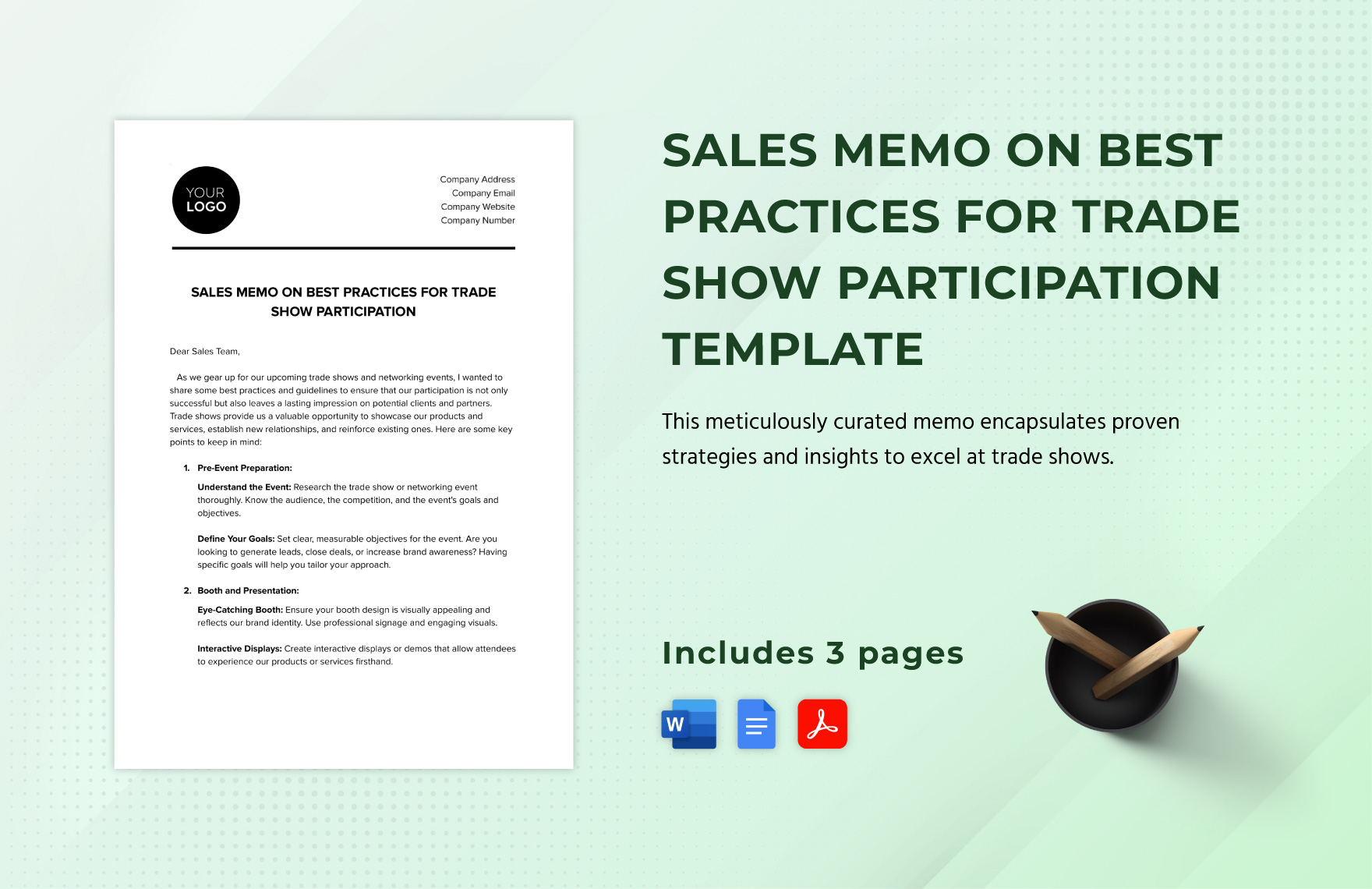 Sales Memo on Best Practices for Trade Show Participation Template