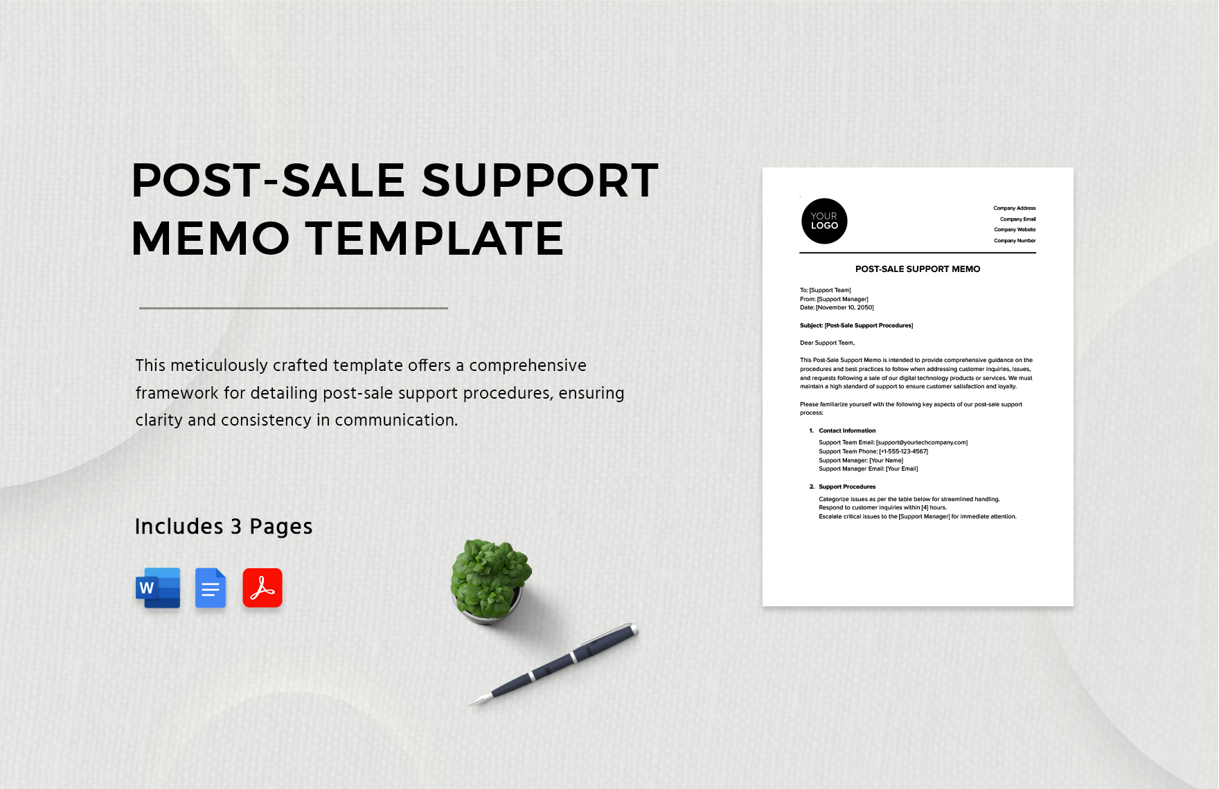 Post-Sale Support Memo Template