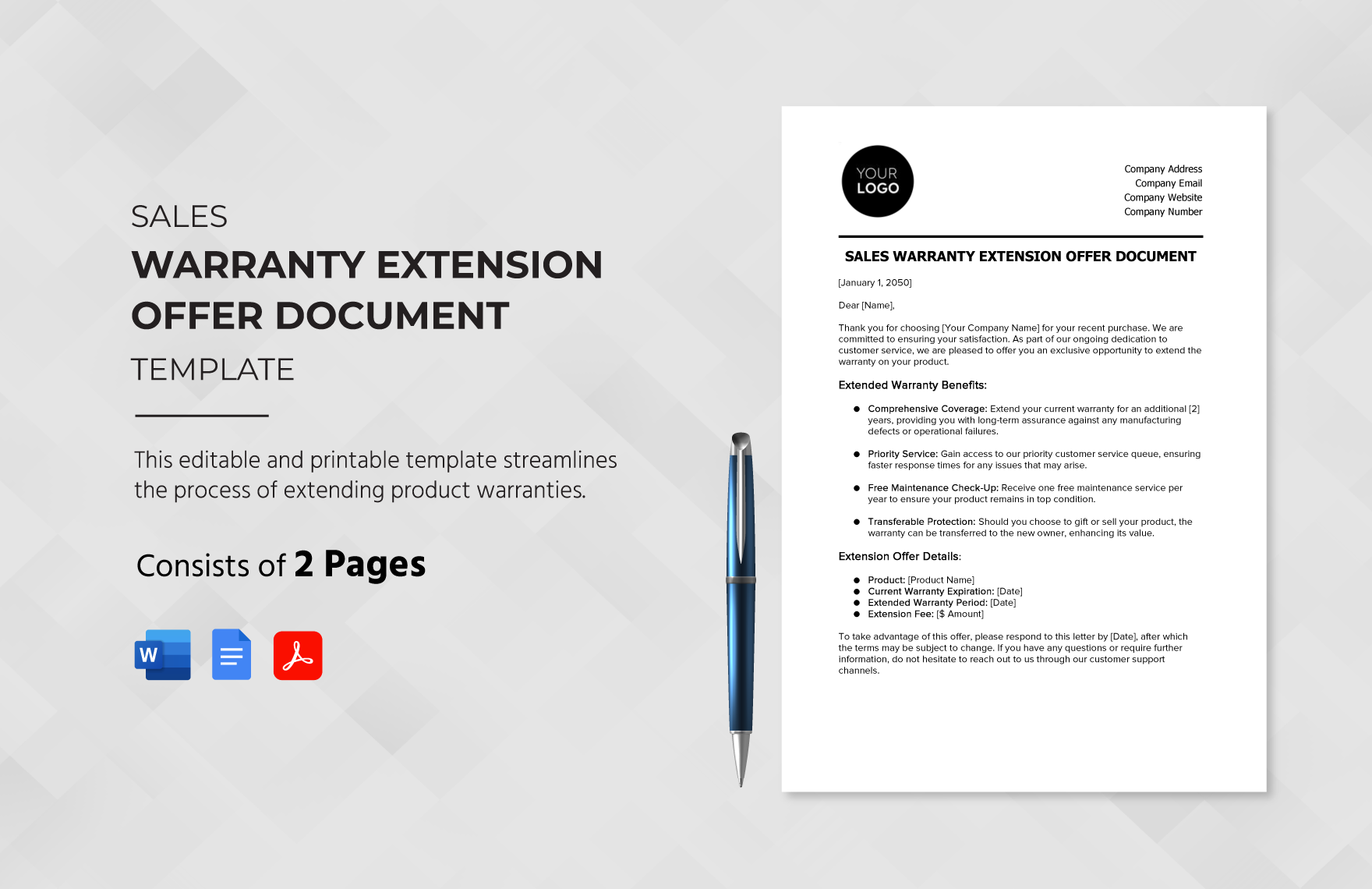 Sales Warranty Extension Offer Document Template