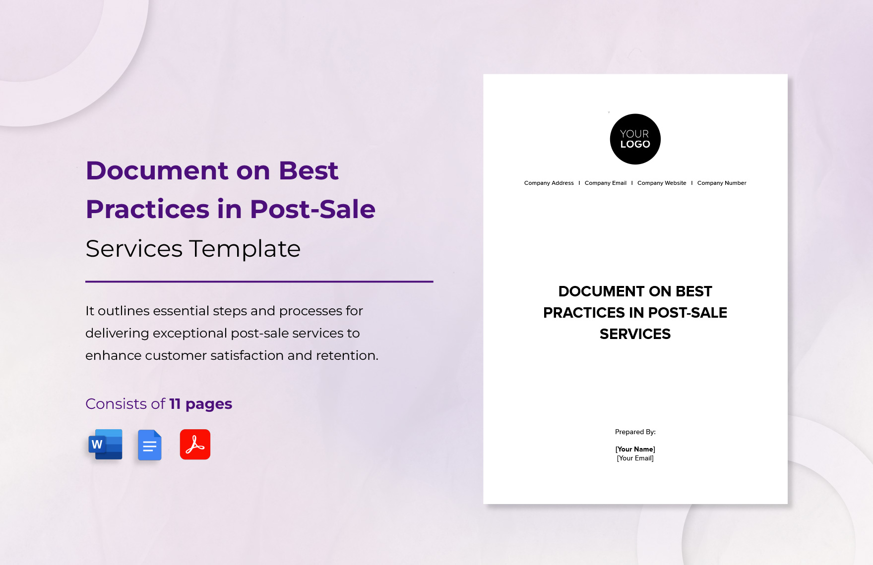 Document on Best Practices in Post-Sale Services Template