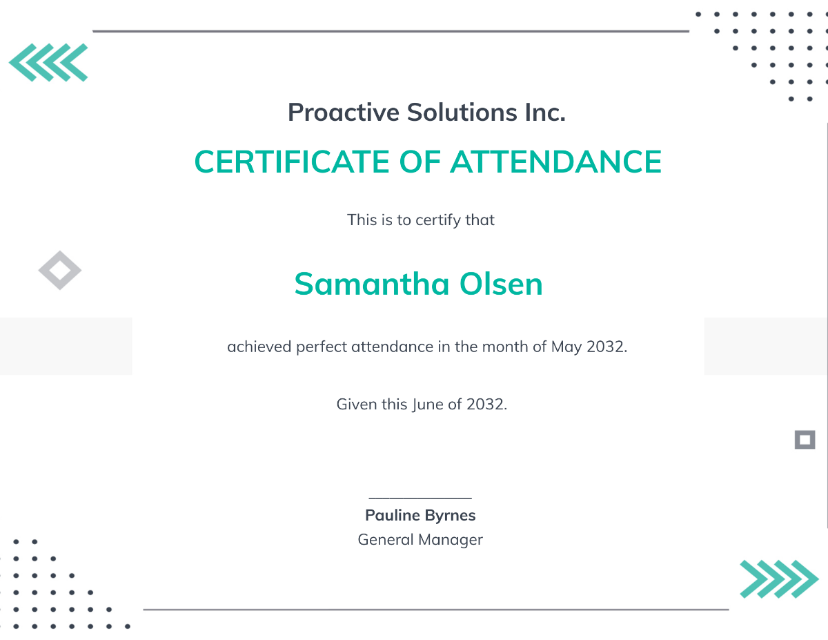 Perfect Attendance Certificate Template - Edit Online & Download