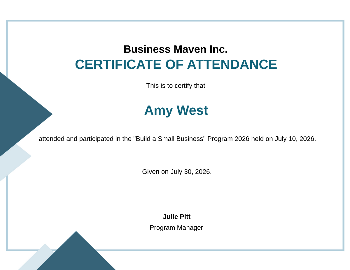 Program Attendance Certificate Template - Edit Online & Download