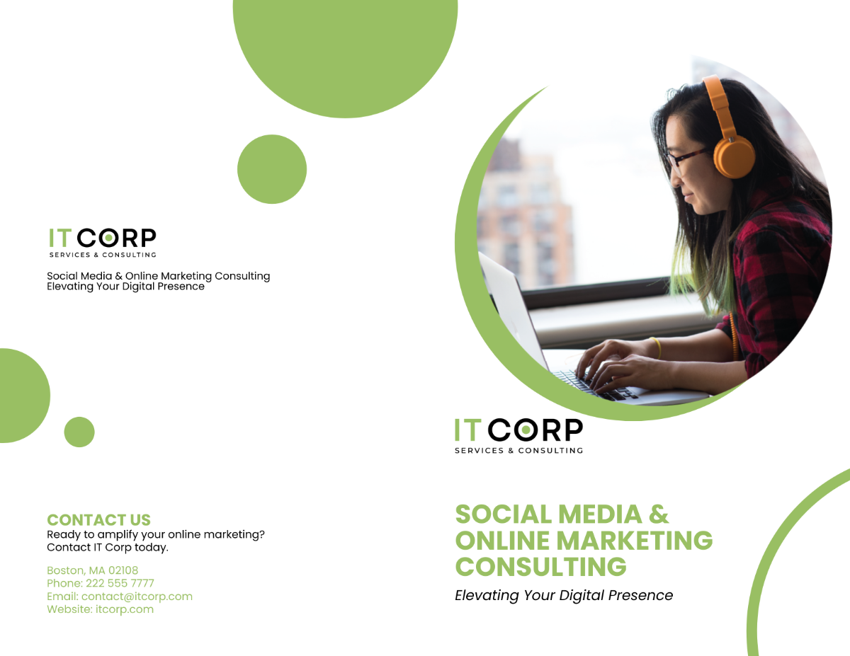 IT Social Media & Online Marketing Consulting Company Profile Digital Brochure Template - Edit Online & Download