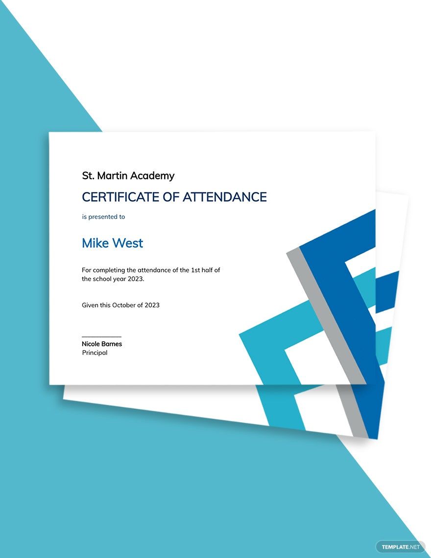 Student Attendance Certificate Template in Publisher, PSD, Word, Pages, Illustrator, PDF, Google Docs - Download | Template.net