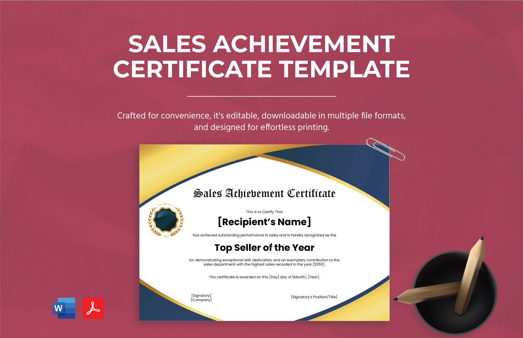 Sales Achievement Certificate Template